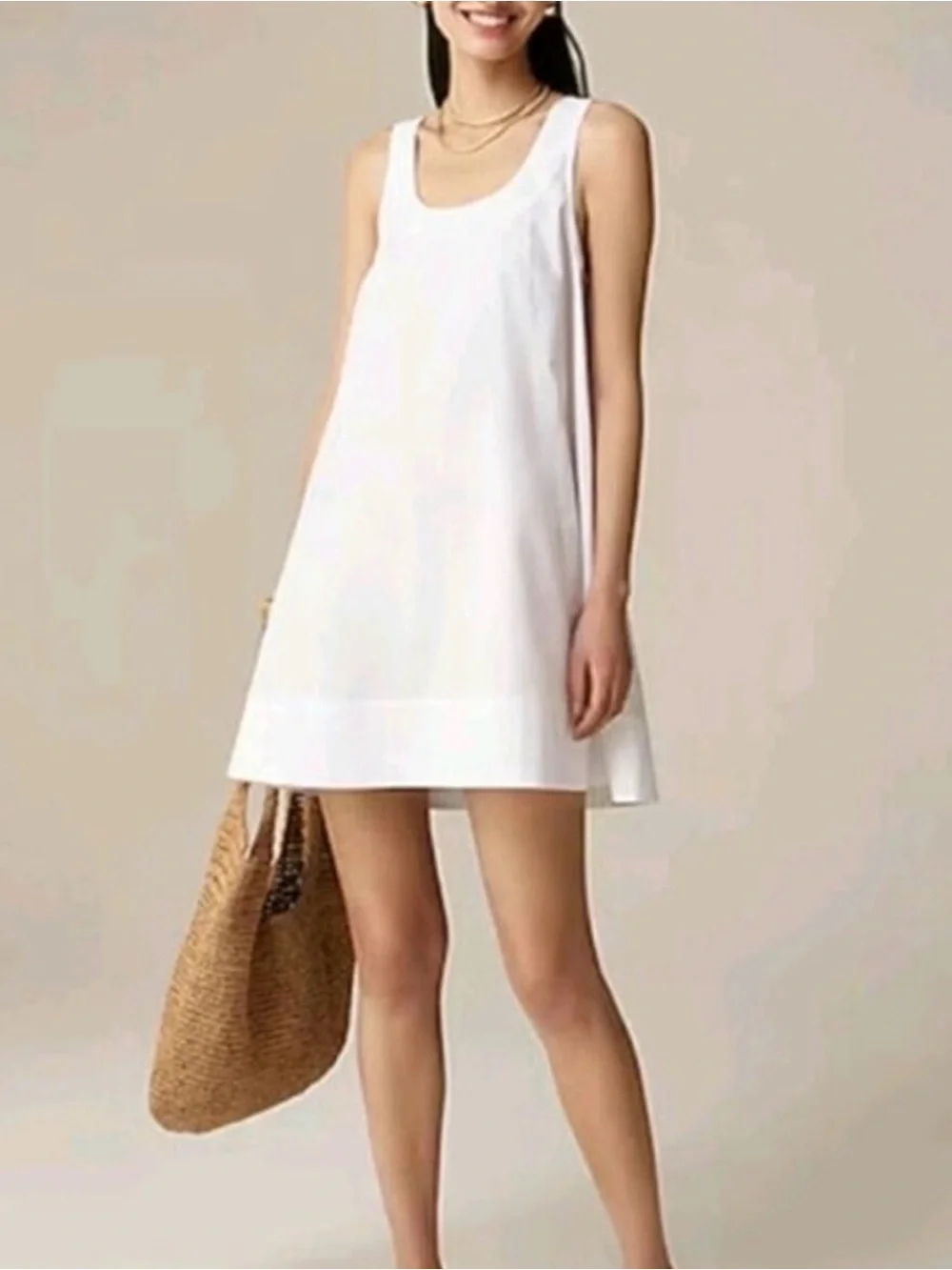 NWT J. Crew White scoopneck shift dress in cotton poplin